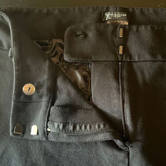 Ann Taylor Atlantic Black Cropped Wide Leg Casual Dress Pants Sz 14 Workwear - Picture 3 of 8